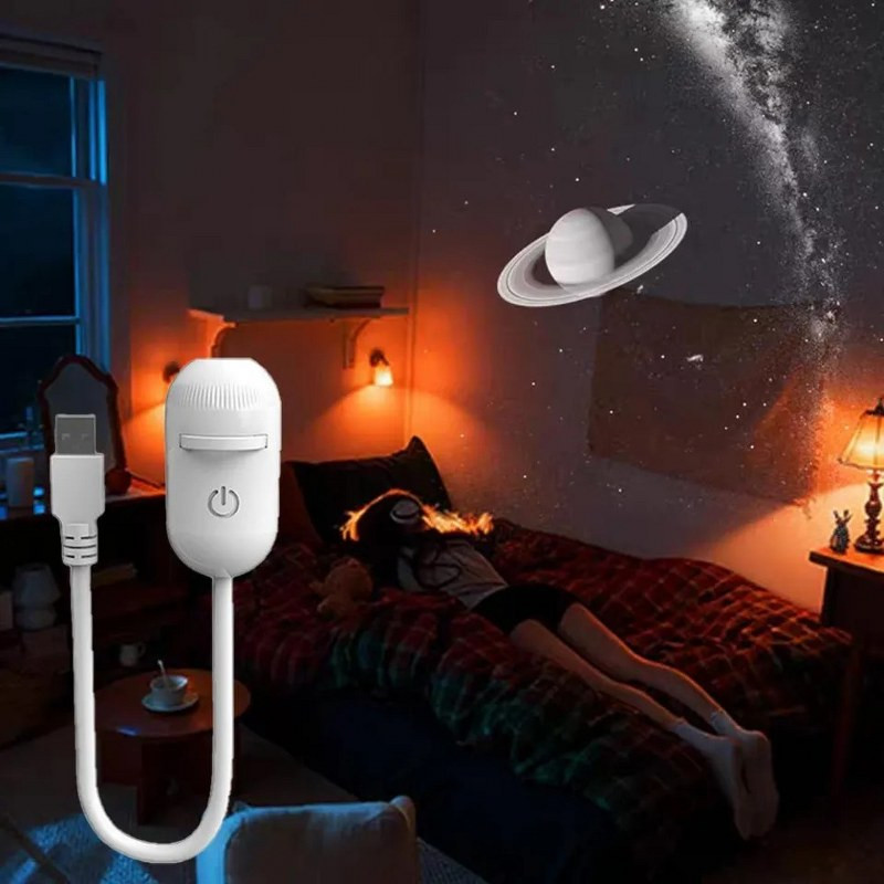 USB Mini Star Projector Night Light LED Starry - with 6 Film Pattern Disks